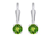 4mm Round Peridot Rhodium Over 14k White Gold Drop Earrings