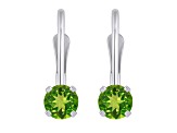 4mm Round Peridot Rhodium Over 14k White Gold Drop Earrings