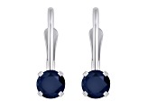 4mm Round Sapphire Rhodium Over 14k White Gold Drop Earrings