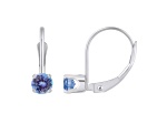 4mm Round Tanzanite Rhodium Over 14k White Gold Drop Earrings