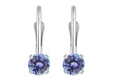 4mm Round Tanzanite Rhodium Over 14k White Gold Drop Earrings