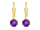 4mm Round Amethyst 14k Yellow Gold Drop Earrings