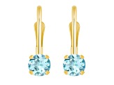 4mm Round Aquamarine 14k Yellow Gold Drop Earrings