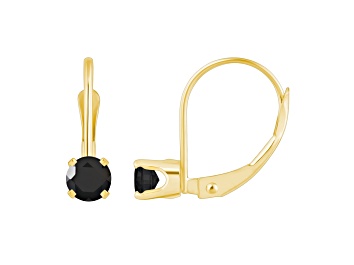 Picture of 4mm Round Black Onyx 14k Yellow Gold Drop Earrings