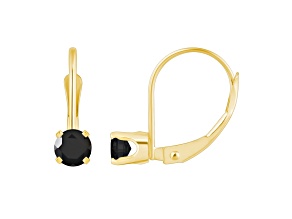 4mm Round Black Onyx 14k Yellow Gold Drop Earrings