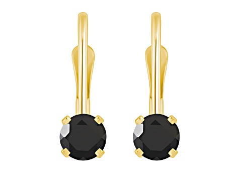 4mm Round Black Onyx 14k Yellow Gold Drop Earrings