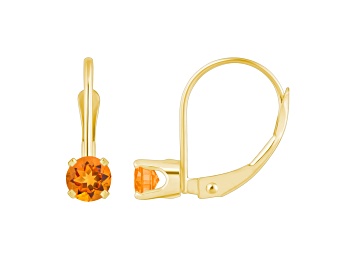 Picture of 4mm Round Citrine 14k Yellow Gold Drop Earrings