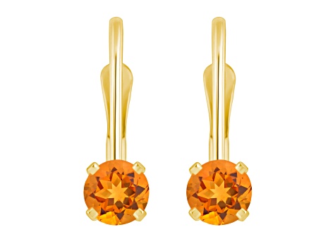 4mm Round Citrine 14k Yellow Gold Drop Earrings