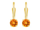 4mm Round Citrine 14k Yellow Gold Drop Earrings