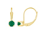 4mm Round Emerald 14k Yellow Gold Drop Earrings