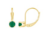 4mm Round Emerald 14k Yellow Gold Drop Earrings