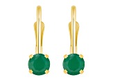 4mm Round Emerald 14k Yellow Gold Drop Earrings