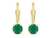 4mm Round Emerald 14k Yellow Gold Drop Earrings