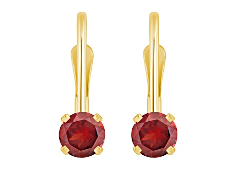 4mm Round Garnet 14k Yellow Gold Drop Earrings