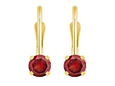 4mm Round Garnet 14k Yellow Gold Drop Earrings