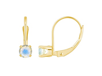 Picture of 4mm Round Moonstone 14k Yellow Gold Drop Earrings