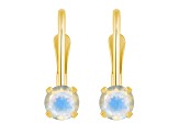 4mm Round Moonstone 14k Yellow Gold Drop Earrings