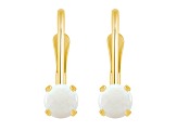 4mm Round Opal 14k Yellow Gold Drop Earrings