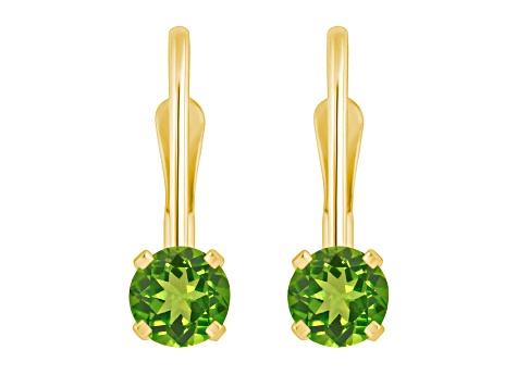 4mm Round Peridot 14k Yellow Gold Drop Earrings