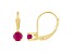 4mm Round Ruby 14k Yellow Gold Drop Earrings
