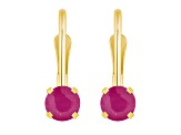 4mm Round Ruby 14k Yellow Gold Drop Earrings