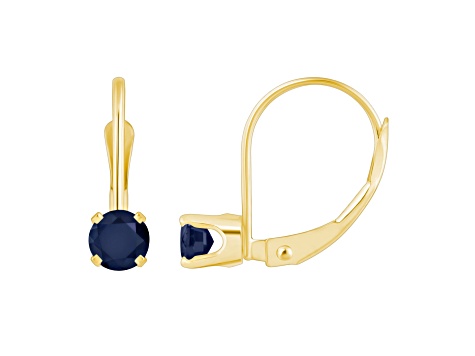 4mm Round Sapphire 14k Yellow Gold Drop Earrings