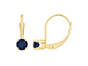 4mm Round Sapphire 14k Yellow Gold Drop Earrings