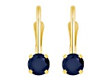 4mm Round Sapphire 14k Yellow Gold Drop Earrings