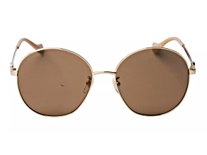 Gucci Gold Tone and Taupe Frame / Brown Lens Sunglasses