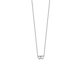 Sterling Silver E-Coating Cubic Zirconia Double Heart 16-inch with 2-inch Extension Necklace