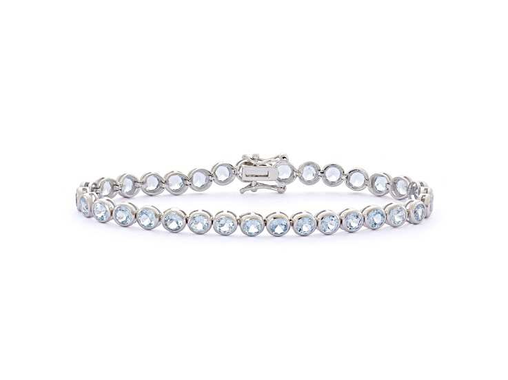 Blue Lab Created Spinel Sterling Silver Tennis Bracelet 8.50ctw