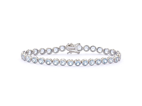 Blue Lab Created Spinel Sterling Silver Tennis Bracelet 8.50ctw