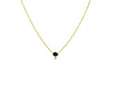 14kt Yellow Gold Diamond and Blue Sapphire Oval Gemstone Necklace 16 inches adjustable to 18 inches