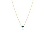 14kt Yellow Gold Diamond and Opal Oval Gemstone Necklace 16 inches adjustable to 18 inches