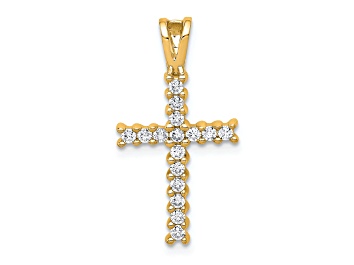 Picture of 14K Yellow Gold and Rhodium Diamond Latin Cross Pendant