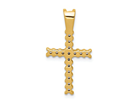 14K Yellow Gold and Rhodium Diamond Latin Cross Pendant