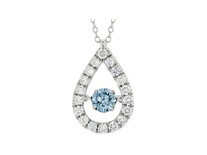 Blue And White Lab-Grown Diamond 14kt White Gold Dancing Pendant 1.25ctw