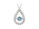 Blue And White Lab-Grown Diamond 14kt White Gold Dancing Pendant 1.25ctw