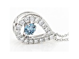 Blue And White Lab-Grown Diamond 14kt White Gold Dancing Pendant 1.25ctw