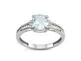 Square Cushion Aquamarine 10K White Gold Twist Band Ring 1.25ctw