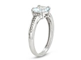 Square Cushion Aquamarine 10K White Gold Twist Band Ring 1.25ctw