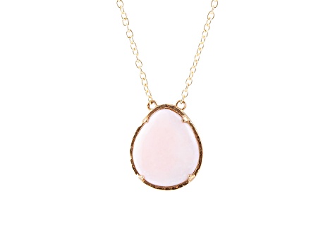 Barse Jewelry Pink Opal Teardrop Gold Tone Necklace