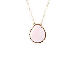 Barse Jewelry Pink Opal Teardrop Gold Tone Necklace