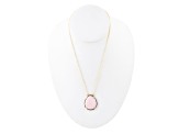 Barse Jewelry Pink Opal Teardrop Gold Tone Necklace