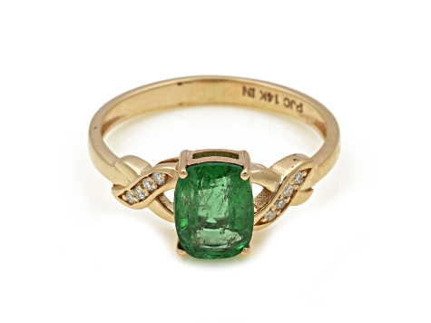 1.51Ctw Emerald with 0.06Ctw Diamond Ring in 14K YG