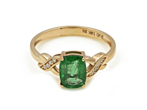 1.51Ctw Emerald with 0.06Ctw Diamond Ring in 14K YG