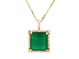 6.86 Ctw Emerald and 0.29 Ctw White Diamond Pendant in 14K YG