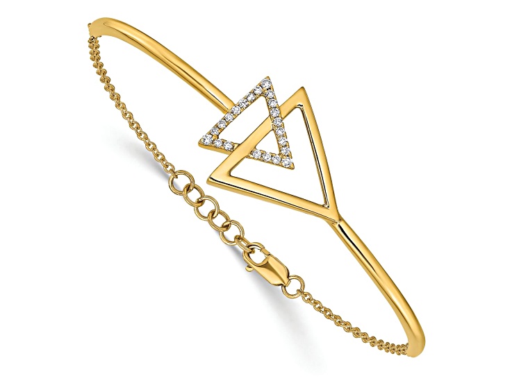 14k Yellow Gold Polished Triangle Diamond Bracelet