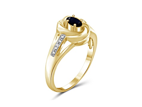 Black Sapphire 14K Gold Over Sterling Silver Ring 0.25ctw