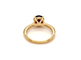 Round Garnet and Cubic Zirconia 14K Yellow Gold Over Sterling Silver Ring